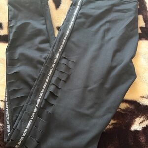 ZumbaBlack Slit Side Leggings with Branded Tape S GUC